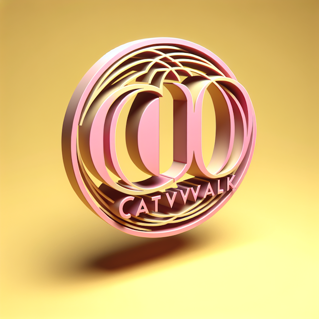 generate 3d levitating logo featuring two 'c' letters logo have elegant design light yellow color pink primary elements na...