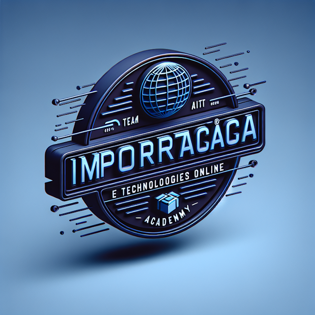 design 3d logo featuring words 'importação e tecnologias online' levitating air design high-tech vibe utilizing dark blue ...