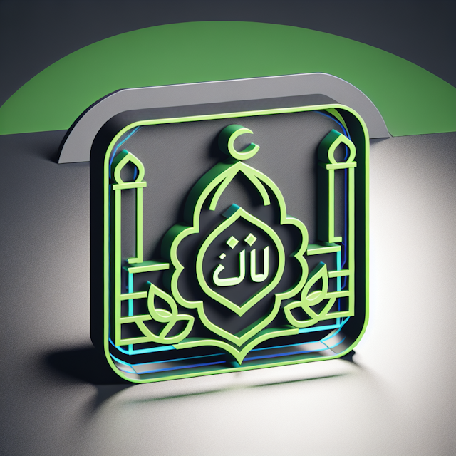 holographic 3d logo video streaming channel featuring islamic content logo encompass modern design slate gray as color pri...