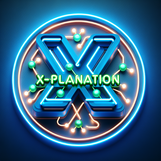 vibrant 3d neon logo educational page named 'x-planation' aim concept make complex lessons engaging easy understand coveri...