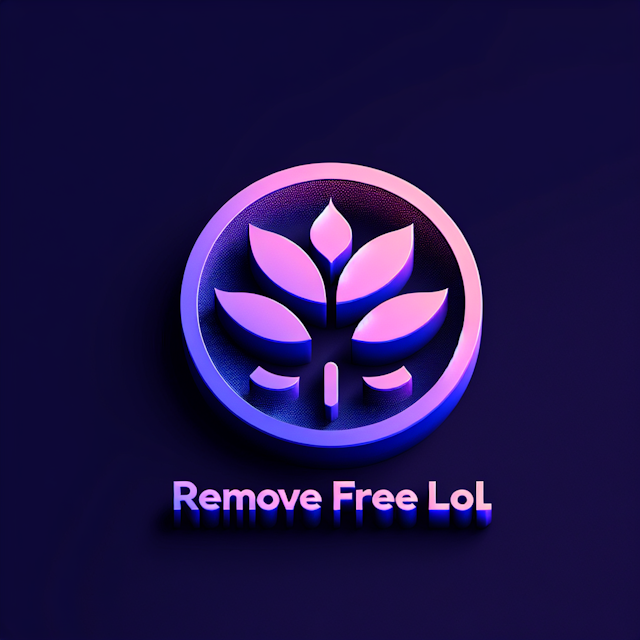 featuring 3-dimensional gradient theme 'remove free plan lol' logo designed realistic style dark blue color medium orchid ...