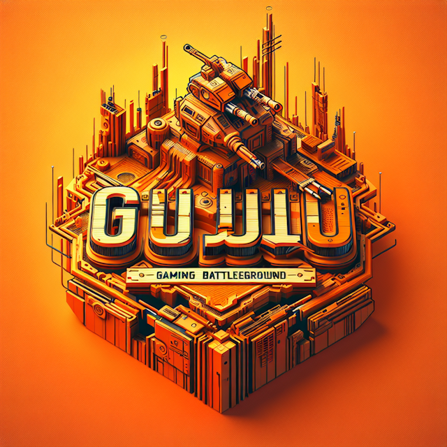 visualize realistic 3d gaming battleground logo logo encompass elements high-tech design vibrant orange main details struc...