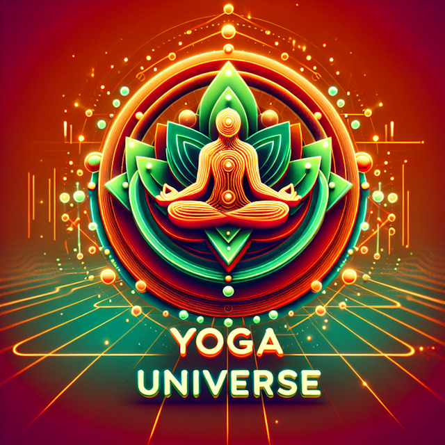 generate 3d glowing focuses theme yoga meditation design high-tech featuring shade orange-red primary elements bright gree...