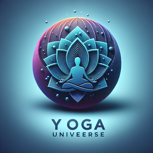 realistic 3d logo representing themes yoga meditation design have high-tech aesthetic color medium slate blue primary elem...