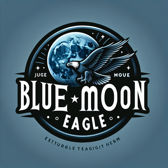 realistic 3d logo featuring blue moon eagle design showcase elegant aesthetic slate gray incorporating dark blue as primar...