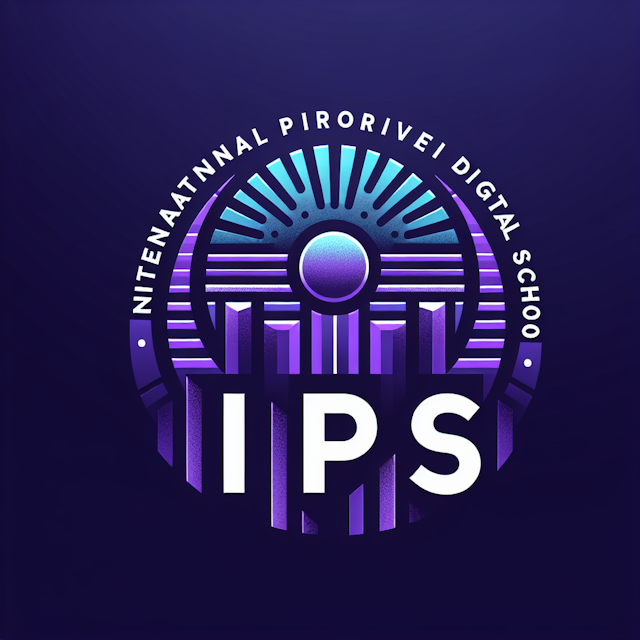 logo 'international pioneer digital school' logo features acronym 'ips' prominently positioned at center above acronym inc...