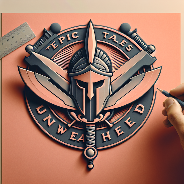 expert graphic designer conceptualizing breathtaking logo 3d central icon design intricately detailed warrior helmet ancie...