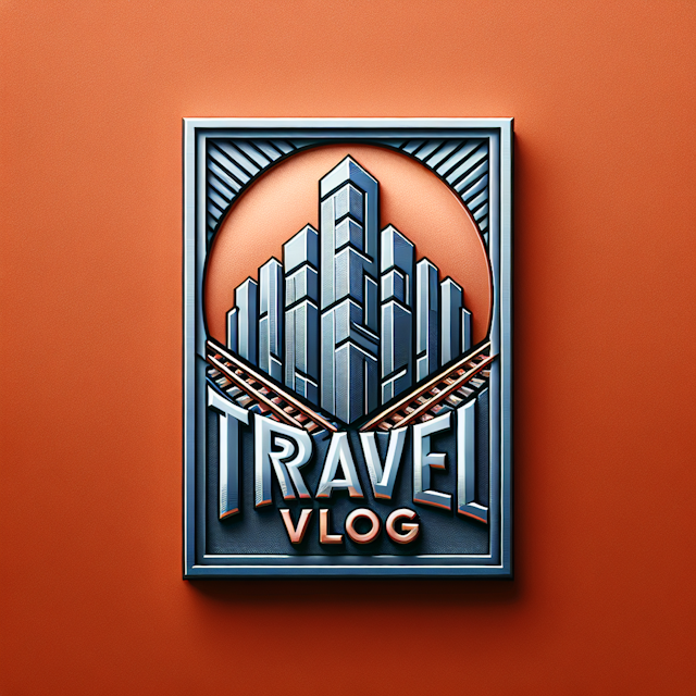 design three-dimensional metallic logo orange-red logo inspired by theme railways - imagining deep blue skyscrapers built ...