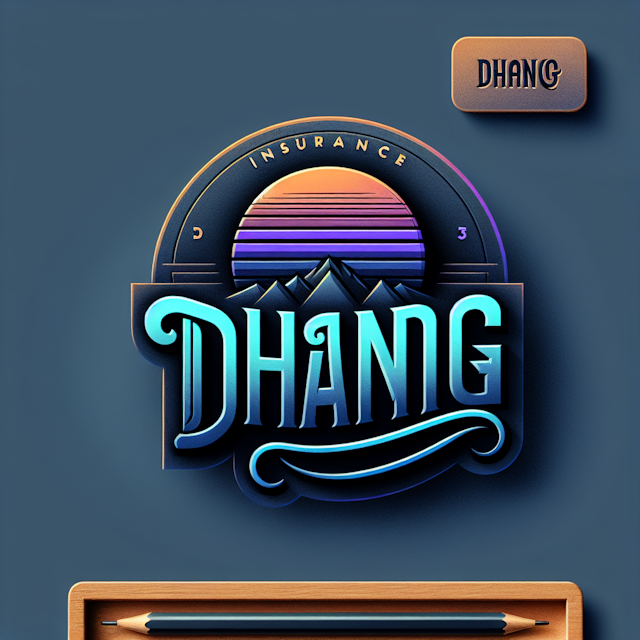 visualize striking gradient 3d logo designed specifically insurance industry design word 'dhang' featured prominently inco...