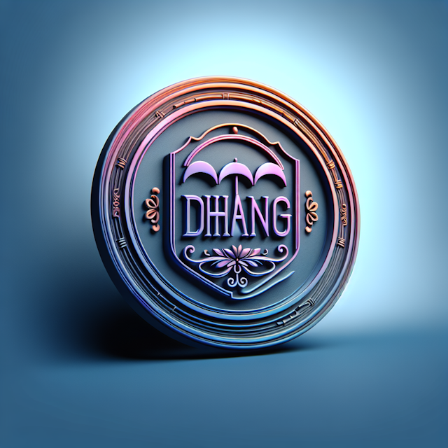 render gradient 3d logo insurance industry moniker 'dhang' displayed prominently design follow bold vintage aesthetic back...