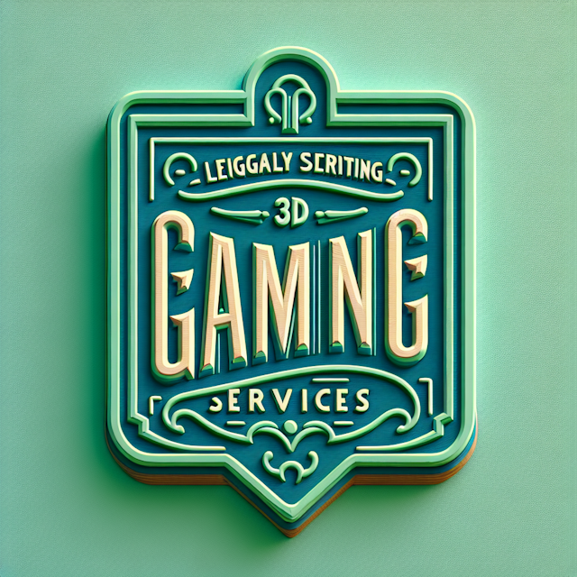 visually striking embossed 3d logo relevant legal services word 'gaming' prominently displayed design adding vintage touch...