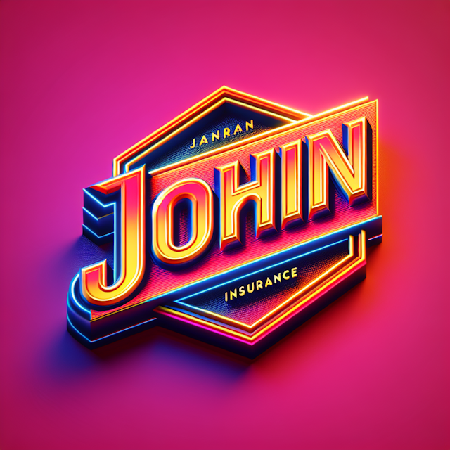 generate eye-catching gradient 3d logo insurance industry name 'john' prominently displayed design style bold flashy using...