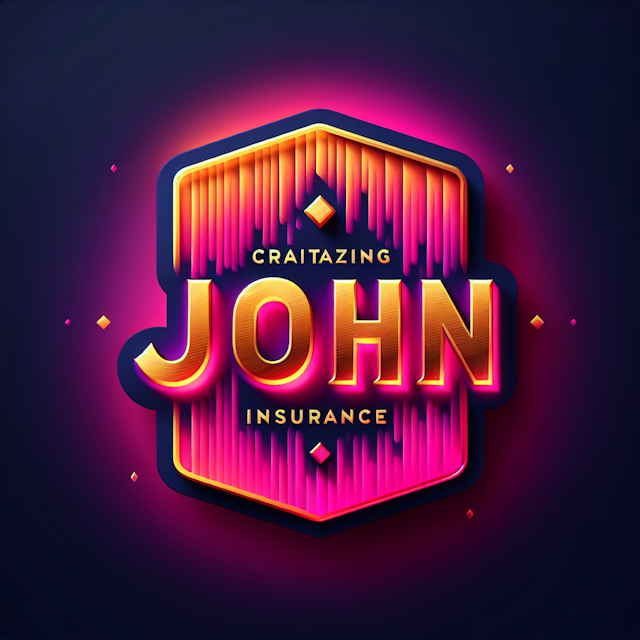 craft mesmerizing gradient 3d logo insurance industry name 'john' as prominent feature design embody bold neon aesthetic c...