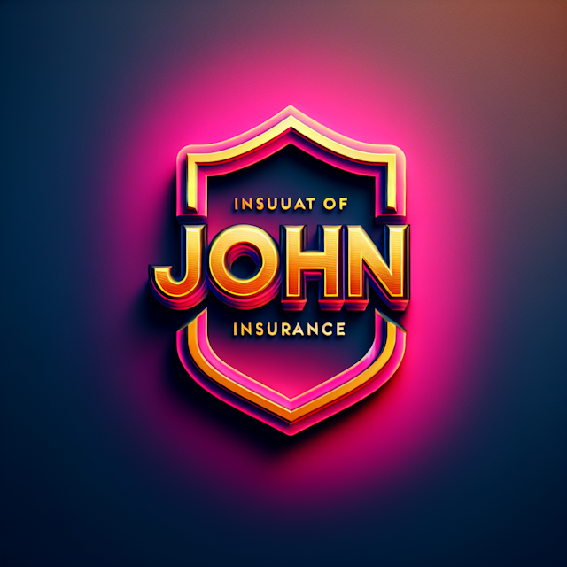 generate striking gradient 3d logo insurance industry name 'john' prominently displayed design bold neon style color must ...