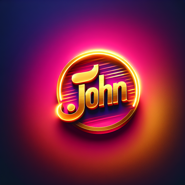 visually stunning gradient 3d logo insurance industry name 'john' prominently displayed design it bold neon style where go...