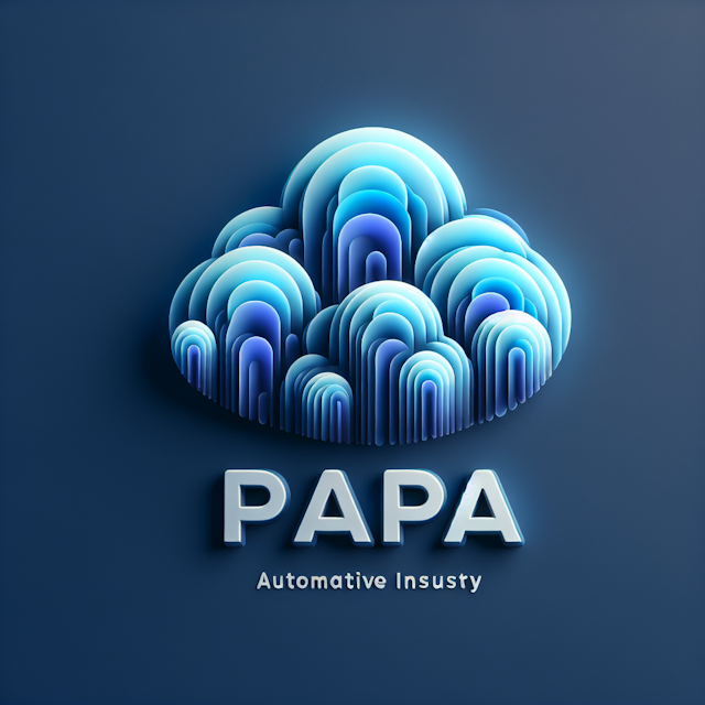 visually impressive 3d logo emits fluffiness sector automotive industry name 'papa' displayed prominently logo present bol...