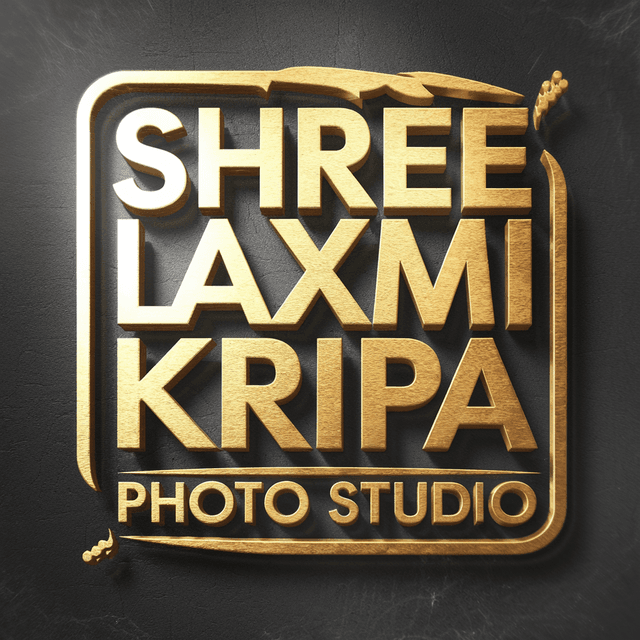 make metalic 3d logo art design industry named "shree laxmi kripa" slogan named "photo studio" full color