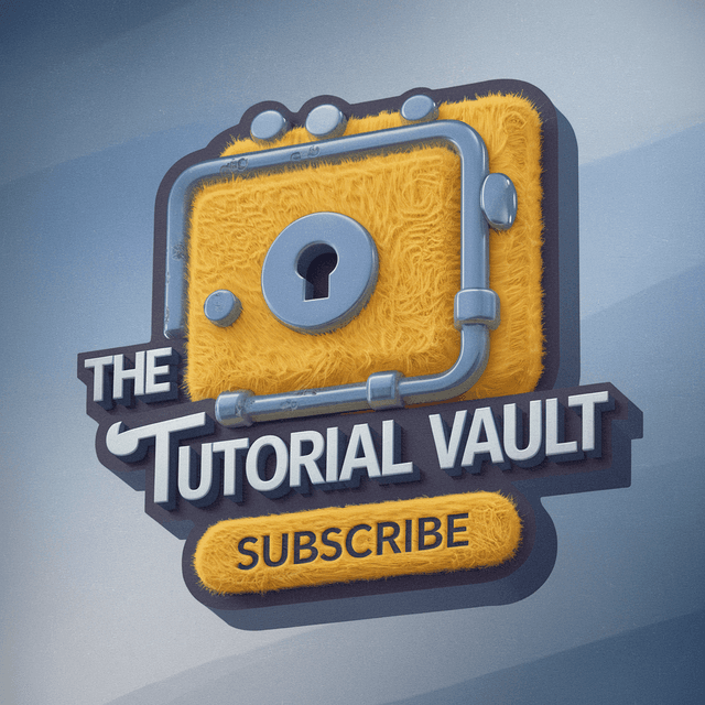 make fluffy 3d logo youtube 
   industry named "the tutorial vault" slogan named "subscribe " full color style retro